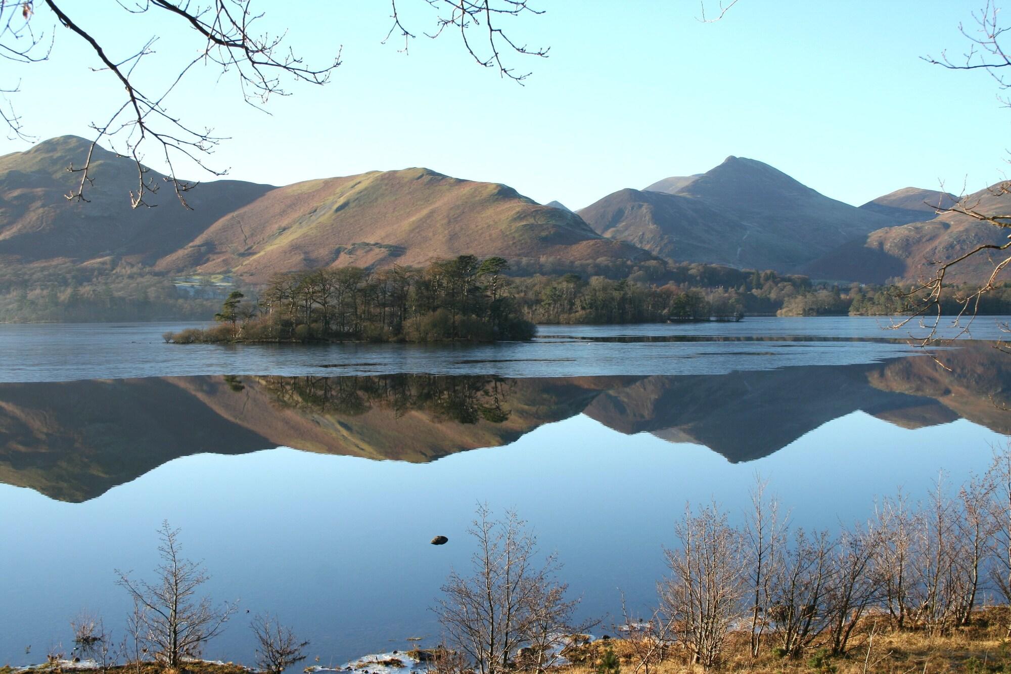 Derwentwater with a perfect reflection of the fells